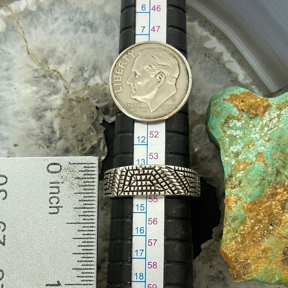 Elgin Tom Vintage Native American Sterling Basket Weave Design Ring S7 For Women - Picture 9 of 10